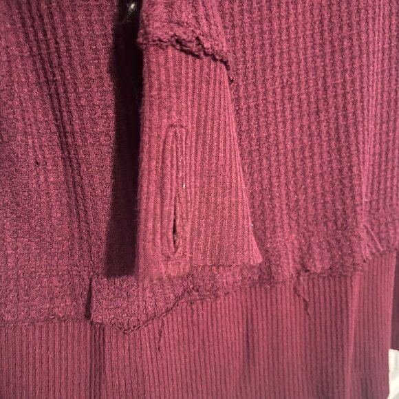 We The Free Cranberry Waffle knit ribbed hem, Oversized S Small P2P 24" 32" Long - Picture 7 of 12